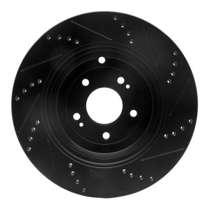 Hyundai Genesis Coupe Brake Rotor (1) - Rear Left - R1 Concepts - Drilled & Slotted - Black - `10-`16